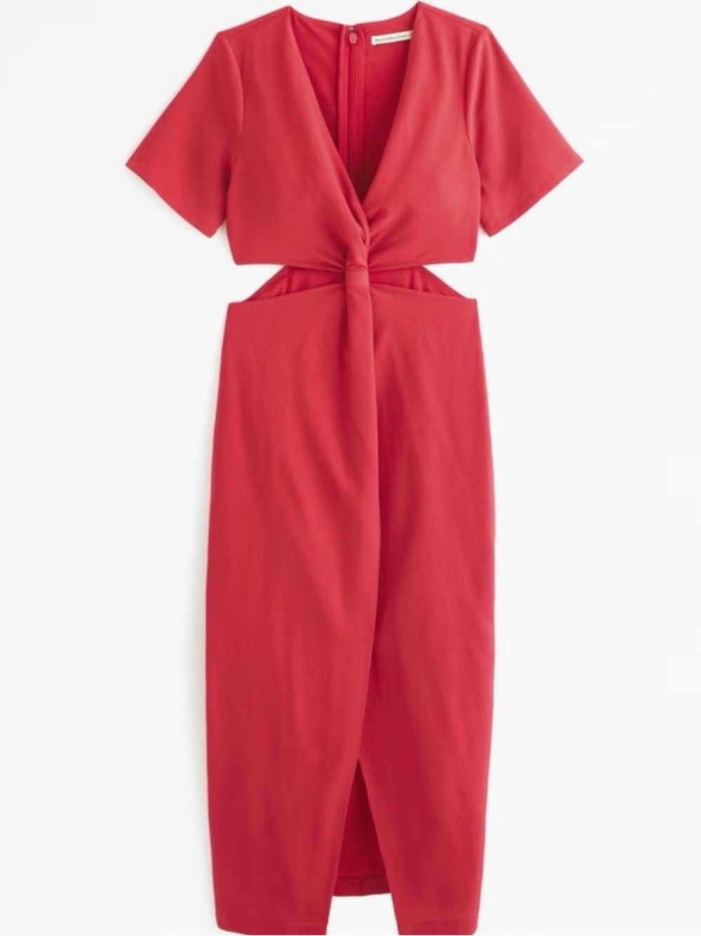 NWT Abercrombie & Fitch Red Twist-Front Cutout Midi Dress